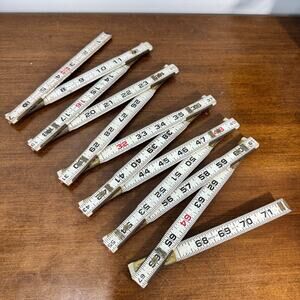 Vintage Lufkin Rugge Heavy Duty 6 Ft Folding Carpenter Ruler Wood USA Red 72"